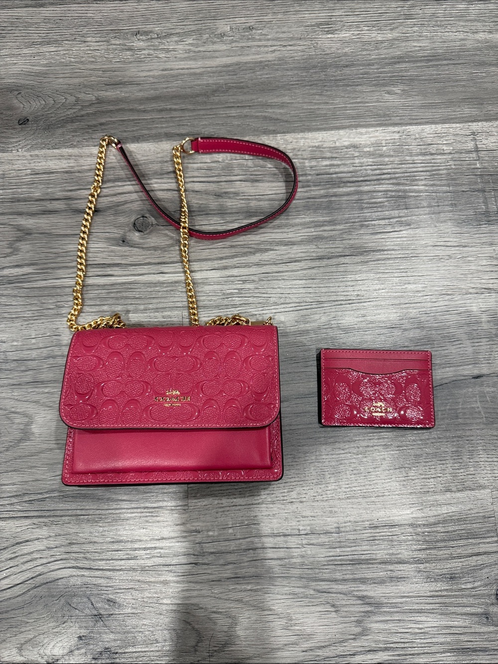 Coach Pink Signature Pebbled Leather Crossbody with Card Case